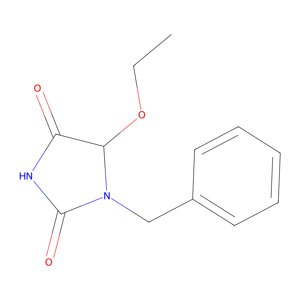 2,4-Imidazolidinedione, 5-ethoxy-1-(phenylmethyl)- molecular structure, CAS 65855-02-9