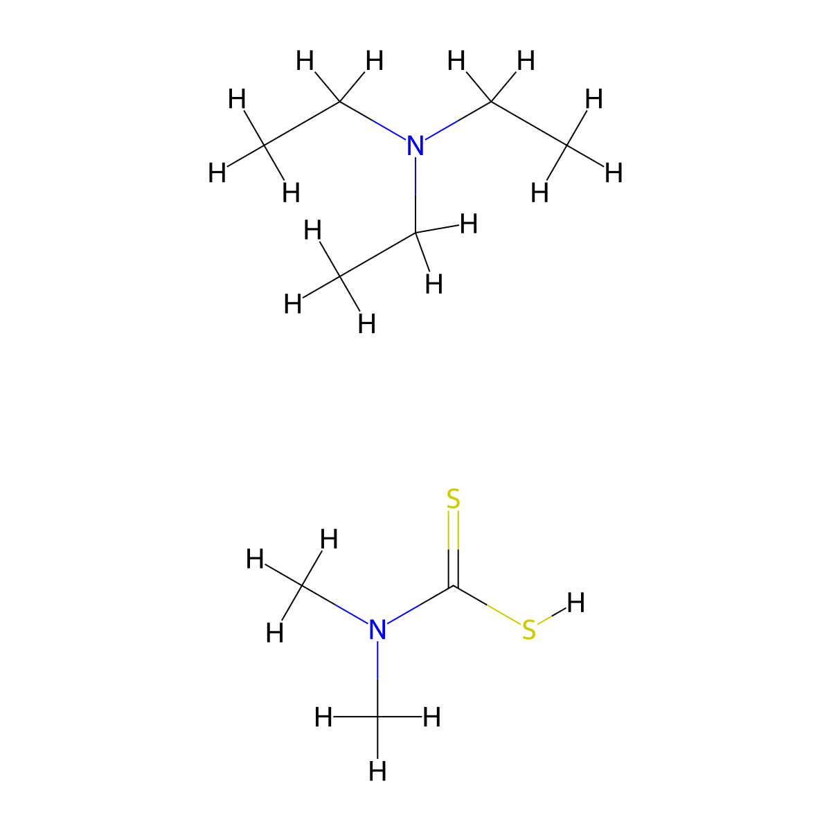 Carbamodithioic acid, N,N-dimethyl-, compd. with N,N-diethylethanamine (1:1) molecular structure, CAS 65859-44-1