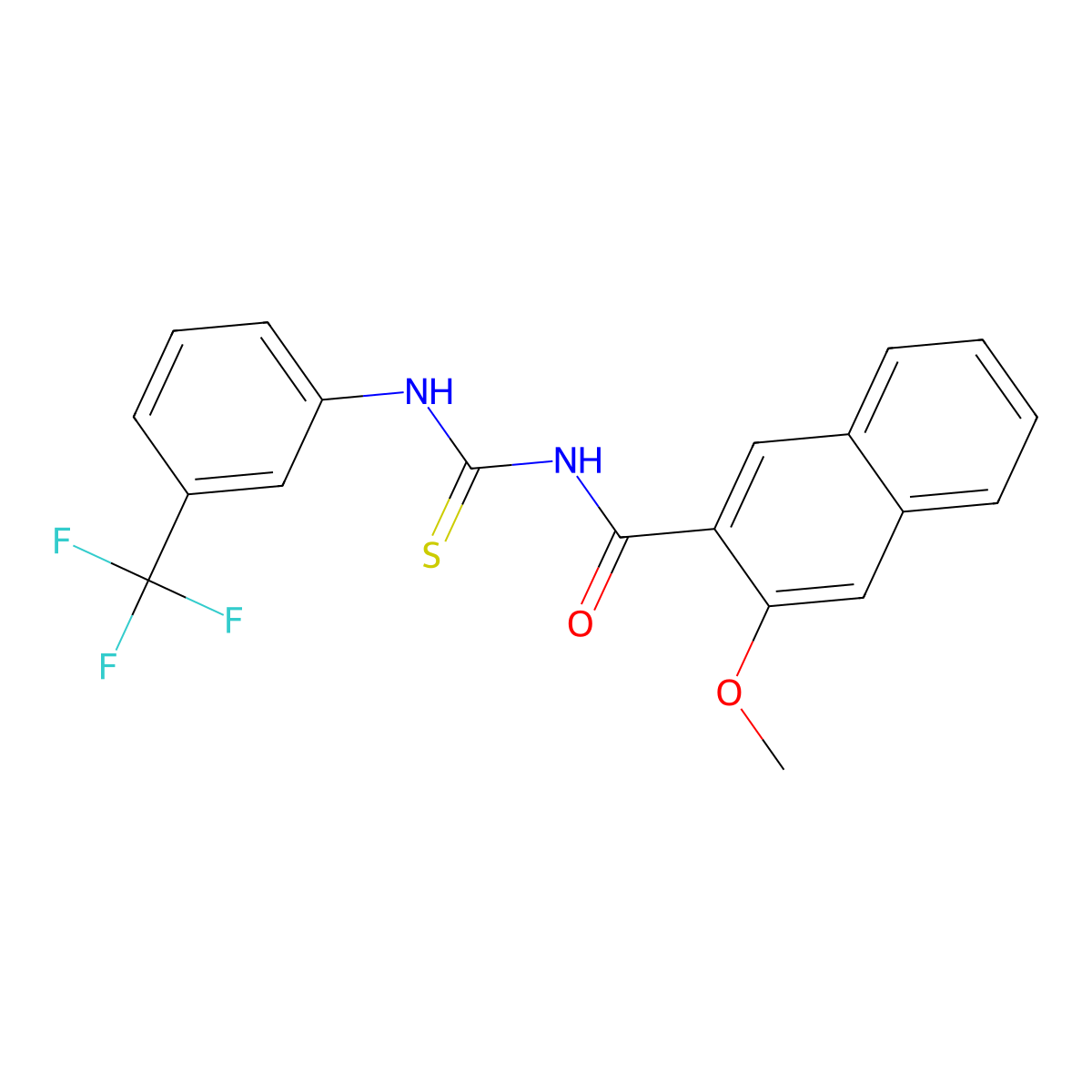 3-methoxy-N-[[3-(trifluoromethyl)phenyl]carbamothioyl]naphthalene-2-carboxamide molecular structure, CAS 6586-18-1