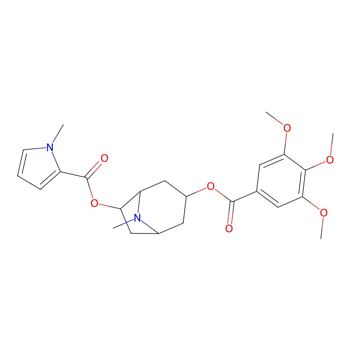 [(1R,3R,5S,6R)-8-methyl-3-(3,4,5-trimethoxybenzoyl)oxy-8-azabicyclo[3.2.1]octan-6-yl] 1-methylpyrrole-2-carboxylate molecular structure, CAS 65862-78-4