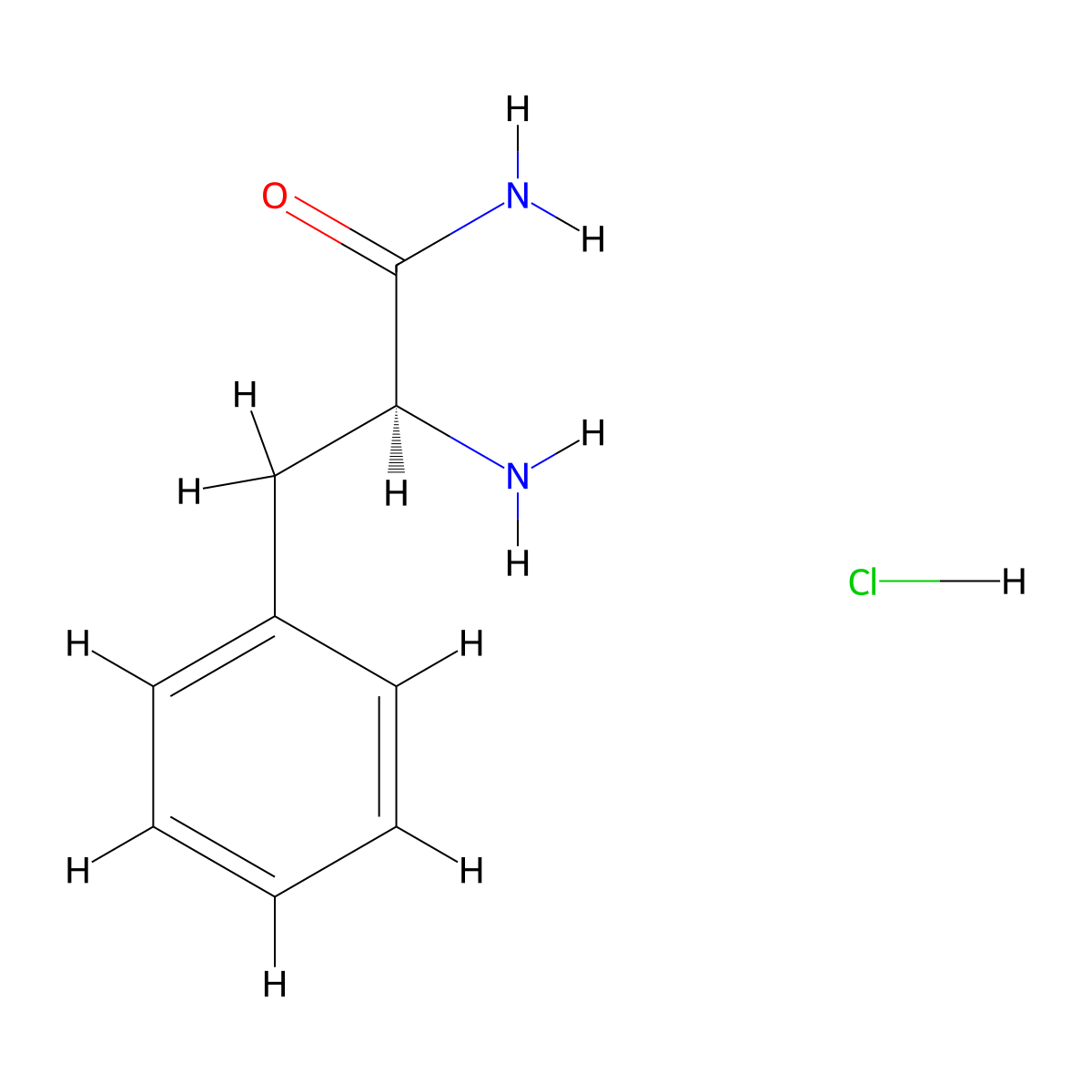 Phenylalanine amide hydrochloride molecular structure, CAS 65864-22-4