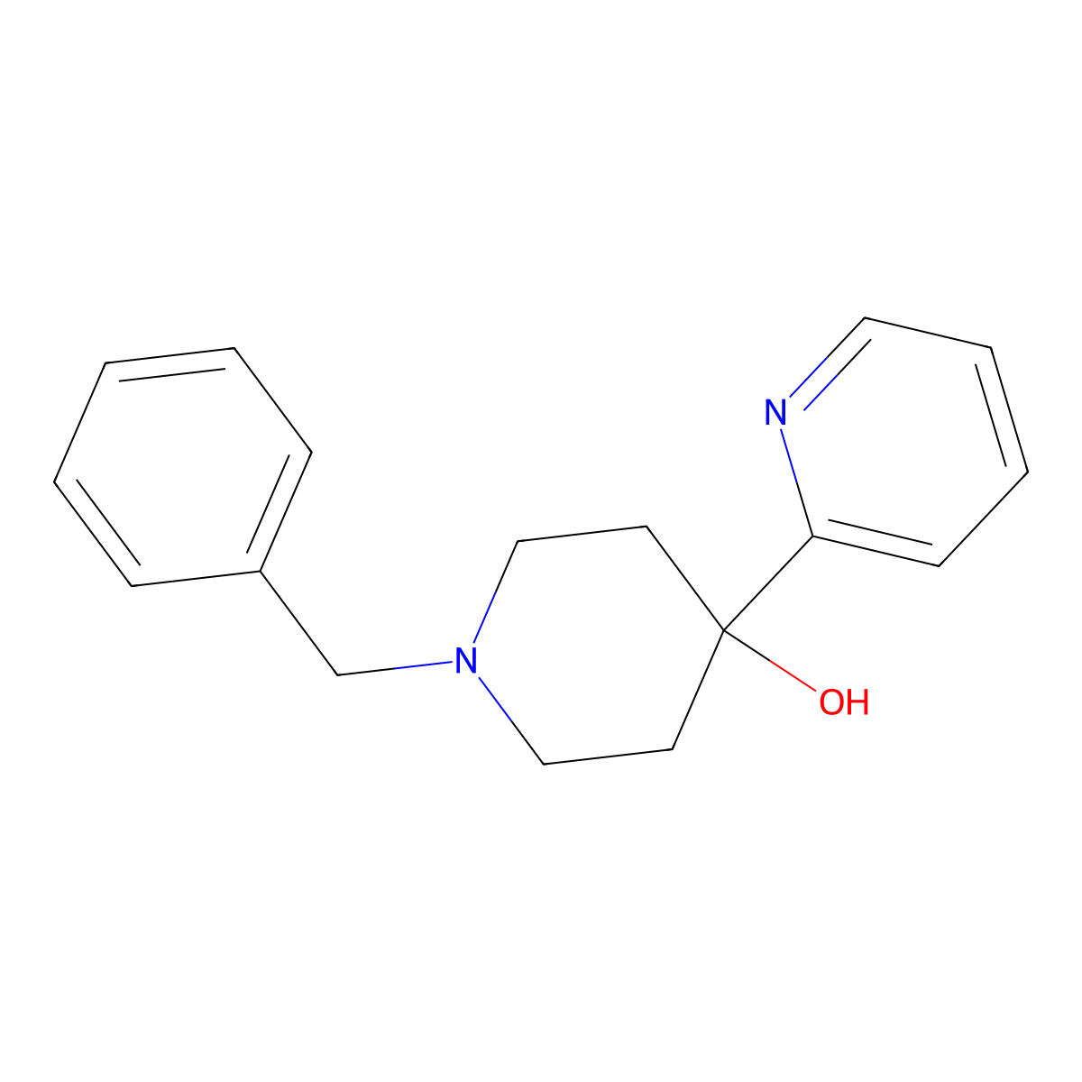 1-Benzyl-4-(pyridin-2-YL)piperidin-4-OL molecular structure, CAS 65869-51-4