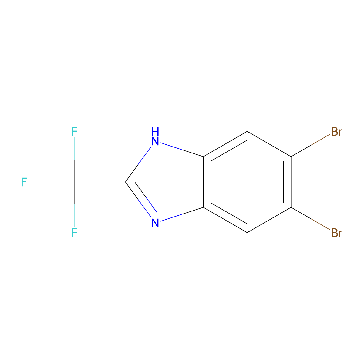 5,6-Dibromo-2-(trifluoromethyl)-1H-benzimidazole molecular structure, CAS 6587-21-9
