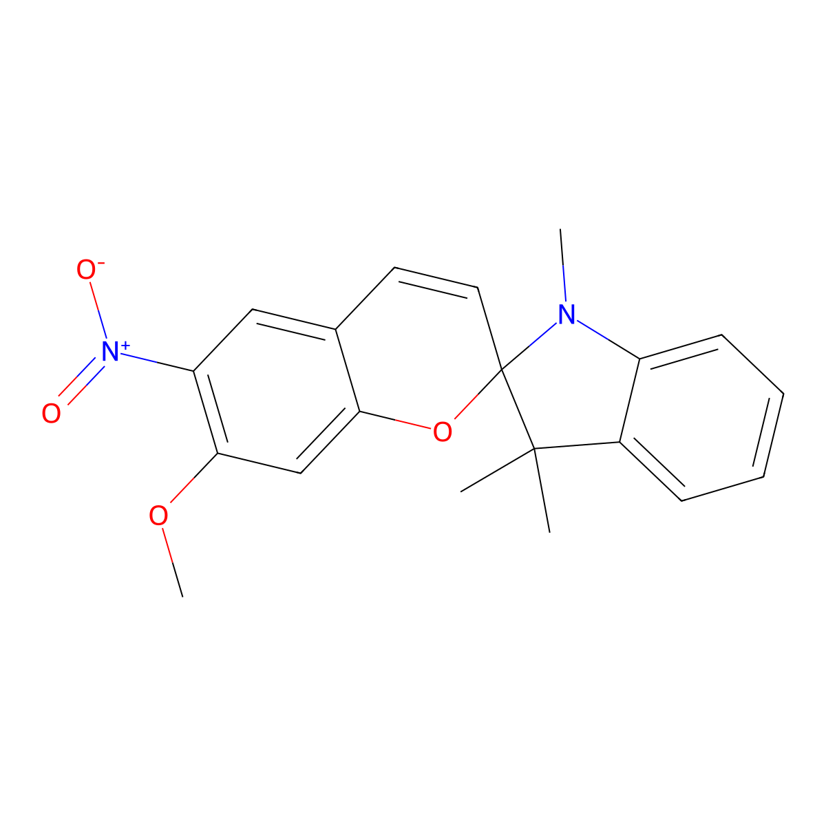 1',3'-Dihydro-7-methoxy-1',3',3'-trimethyl-6-nitrospiro[2H-1-benzopyran-2,2'-[2H]indole] molecular structure, CAS 6587-80-0