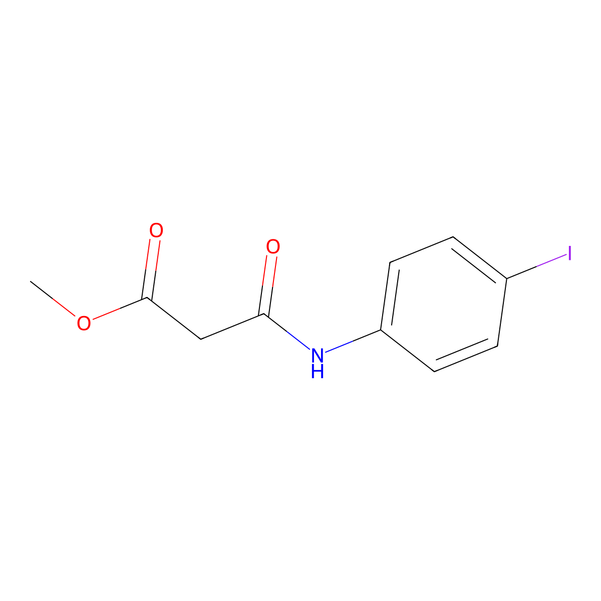 Methyl 3-((4-iodophenyl)amino)-3-oxopropanoate molecular structure, CAS 658709-61-6
