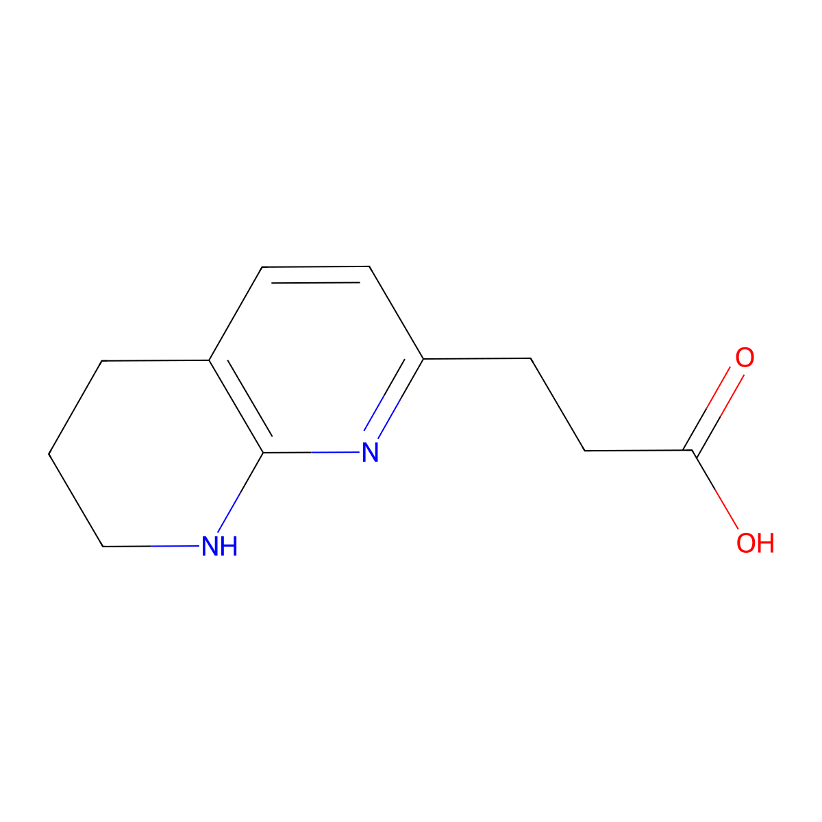 3-(5,6,7,8-Tetrahydro-1,8-naphthyridin-2-yl)propanoic acid molecular structure, CAS 658712-81-3