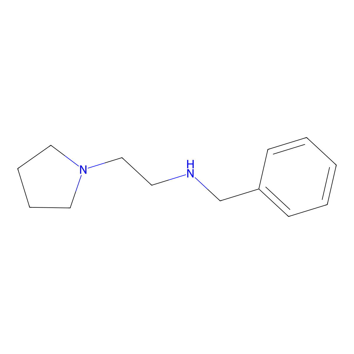 N-benzyl-2-(1-pyrrolidinyl)ethanamine molecular structure, CAS 65875-38-9