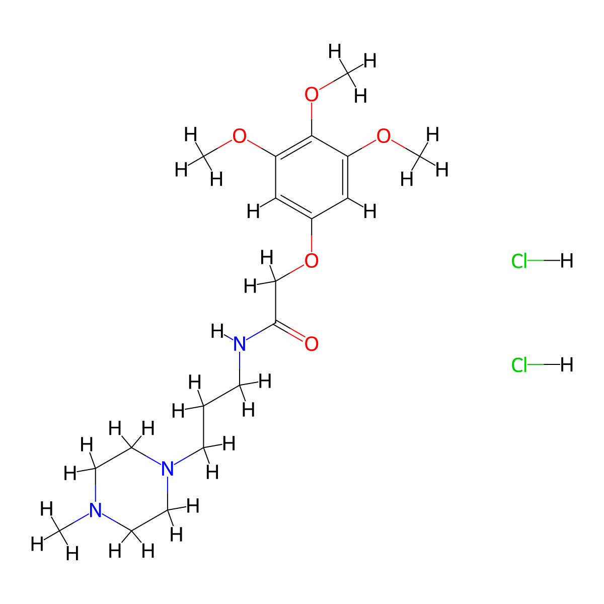 Acetamide, N-(3-(4-methyl-1-piperazinyl)propyl)-2-(3,4,5-trimethoxyphenoxy)-, dihydrochloride molecular structure, CAS 65876-20-2