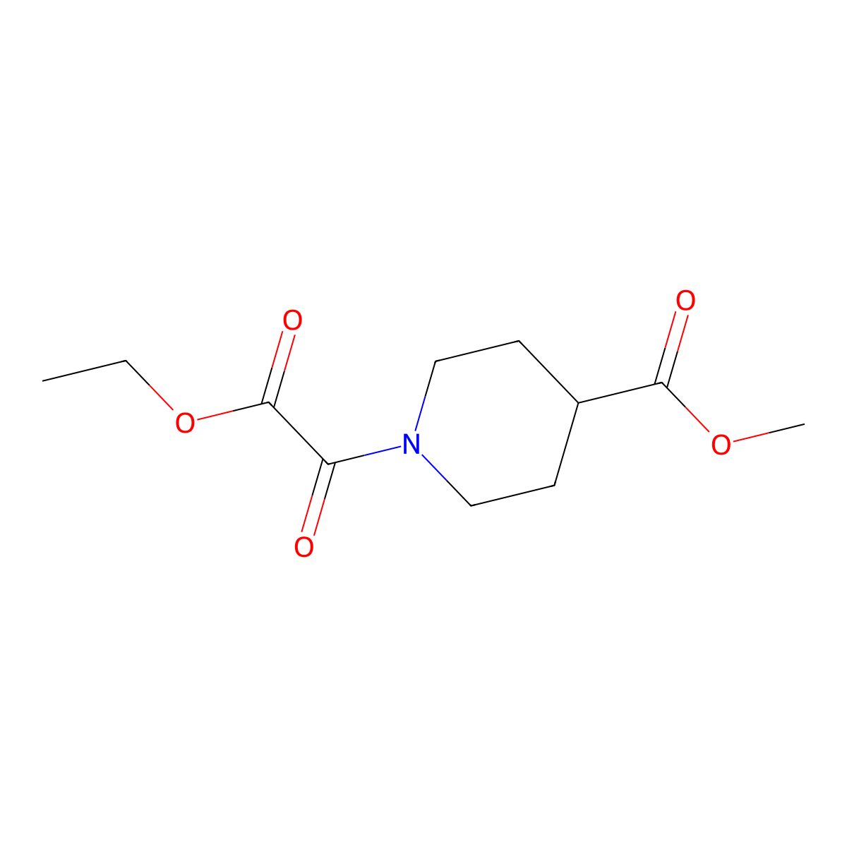 Methyl 1-[ethoxy(oxo)acetyl]-4-piperidinecarboxylate molecular structure, CAS 6588-15-4