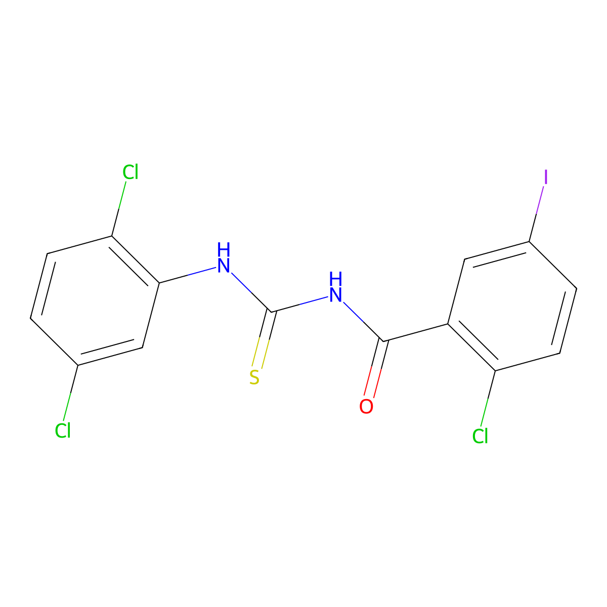 2-chloro-N-[(2,5-dichlorophenyl)carbamothioyl]-5-iodobenzamide molecular structure, CAS 6588-30-3