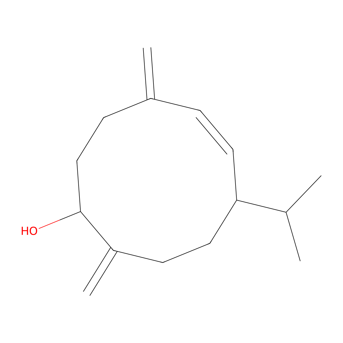 4,10-Dimethylidene-7-(propan-2-yl)cyclodec-5-en-1-ol molecular structure, CAS 65882-79-3