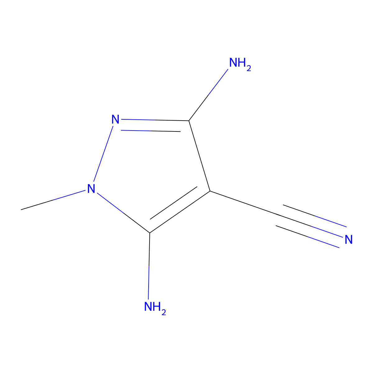 3,5-diamino-1-methyl-1H-pyrazole-4-carbonitrile molecular structure, CAS 65889-61-4