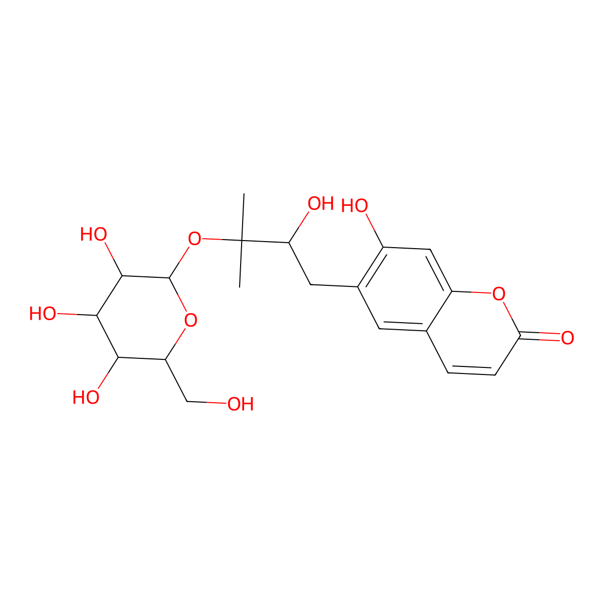 Peucedanol 3'-O-glucoside molecular structure, CAS 65891-61-4