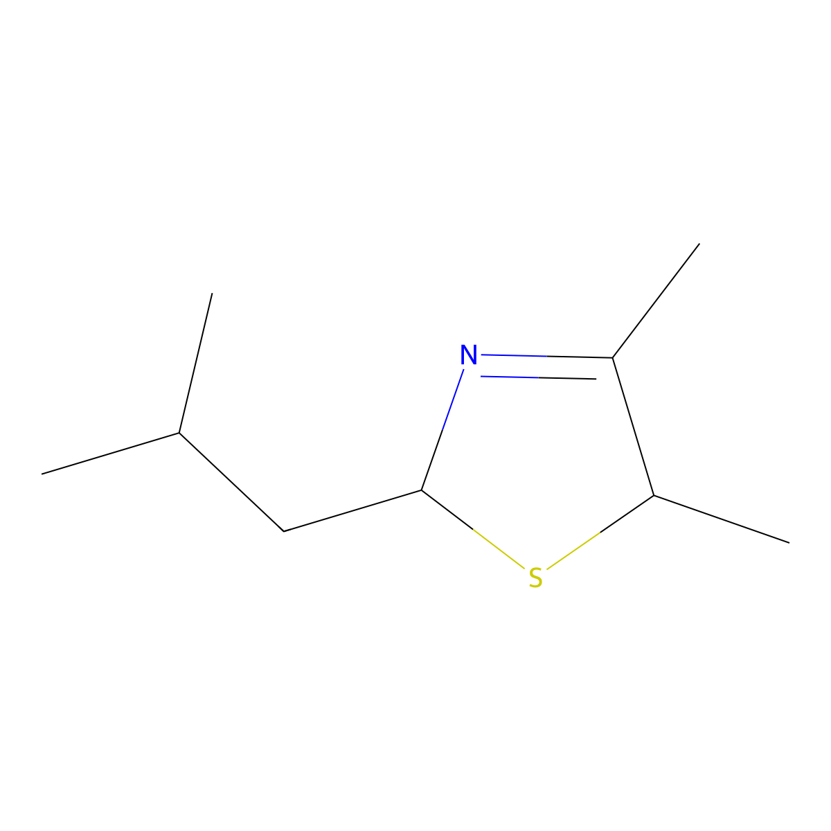 2-Isobutyl-4,5-dimethyl-3-thiazoline molecular structure, CAS 65894-83-9
