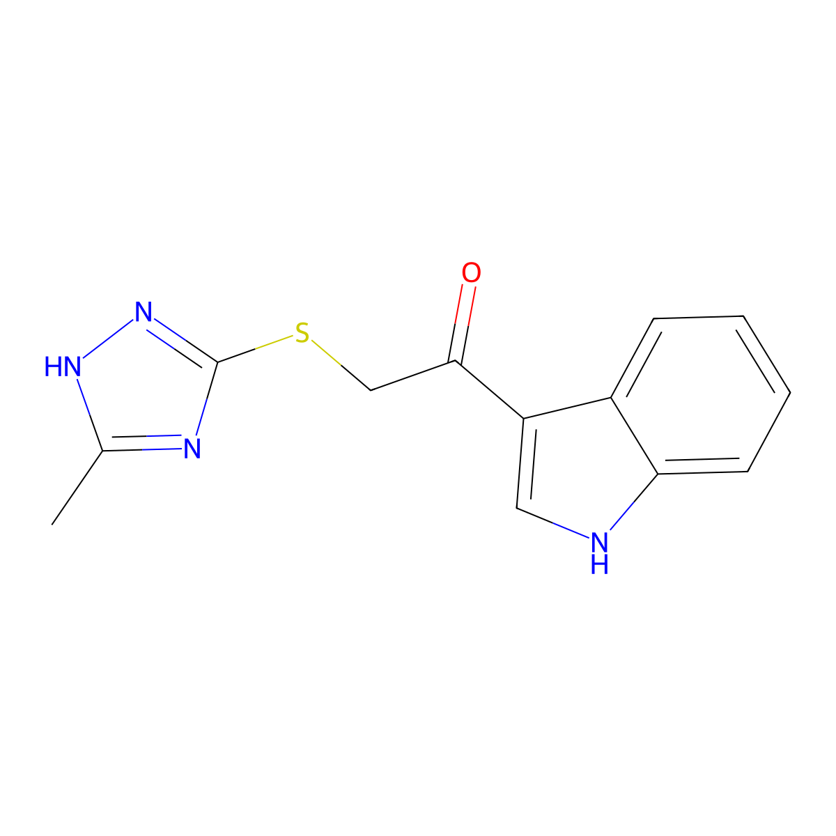 1-(1H-indol-3-yl)-2-[(5-methyl-1H-1,2,4-triazol-3-yl)sulfanyl]ethanone molecular structure, CAS 6590-61-0