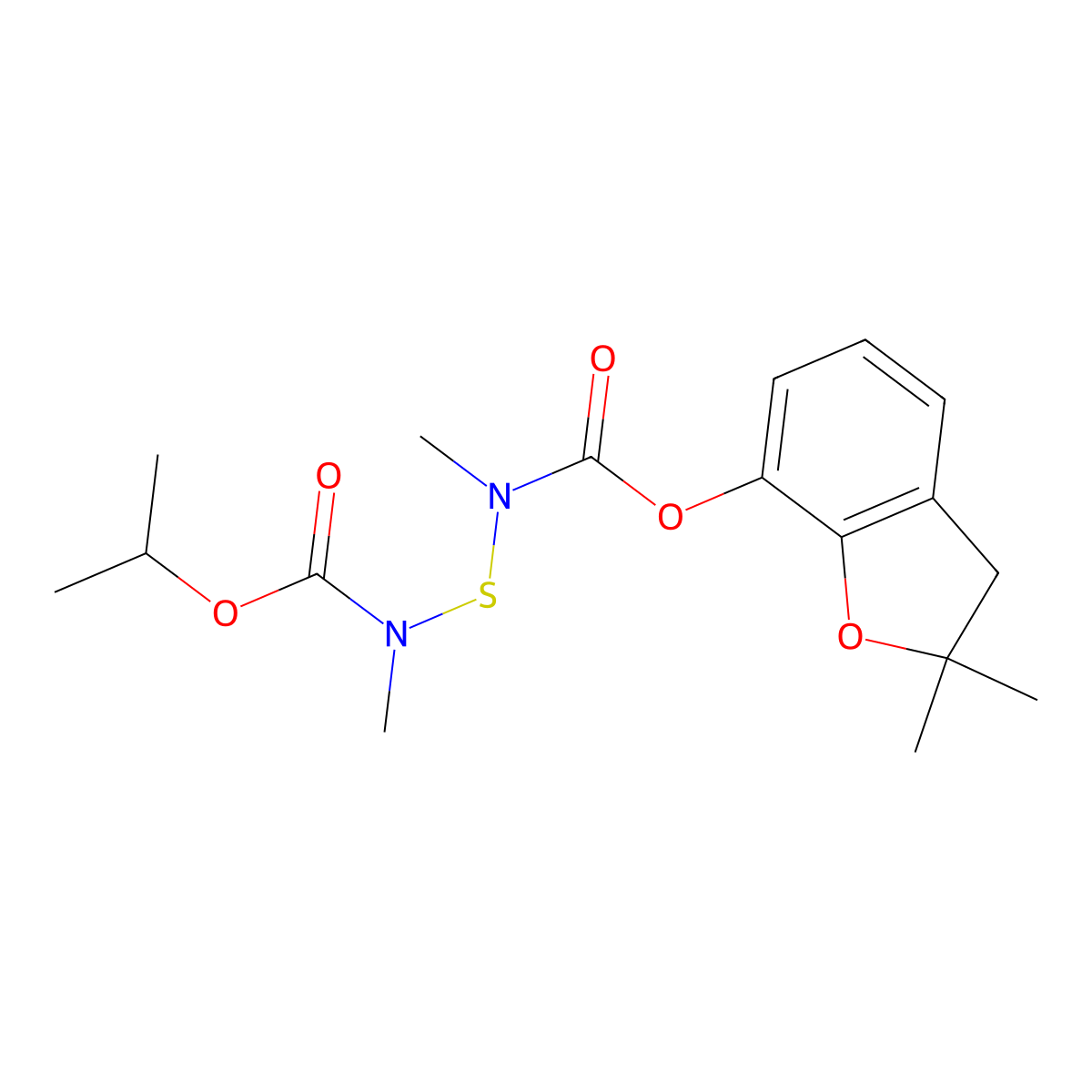 Benzofuran, 2,3-dihydro-2,2-dimethyl-7-(N-(N-methyl-N-isopropoxycarbonylaminothio)-N-methylcarbamoyloxy)- molecular structure, CAS 65907-29-1