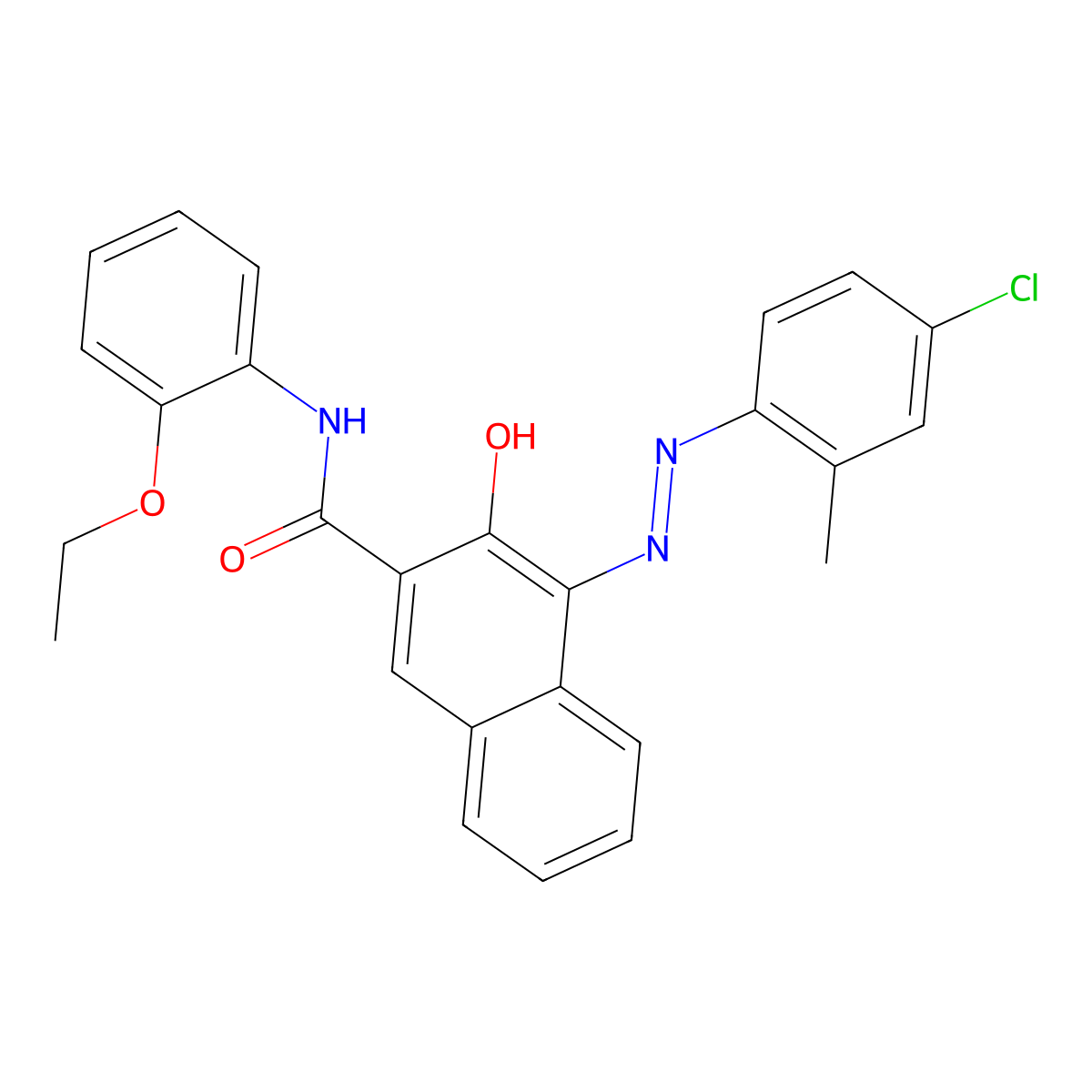 4-(2-(4-Chloro-2-methylphenyl)diazenyl)-N-(2-ethoxyphenyl)-3-hydroxy-2-naphthalenecarboxamide molecular structure, CAS 65907-69-9