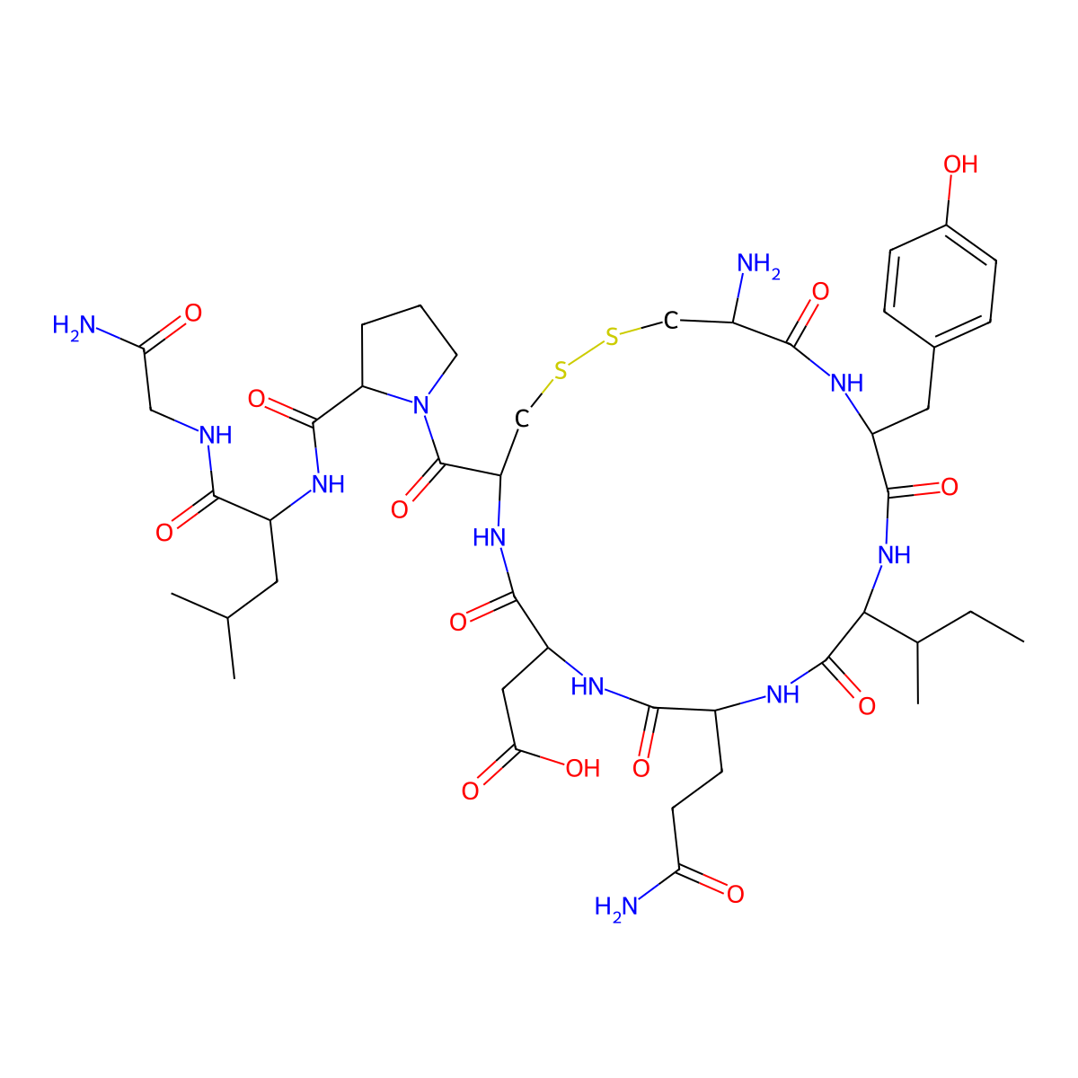 oxytocin, Asp(5)- molecular structure, CAS 65907-78-0