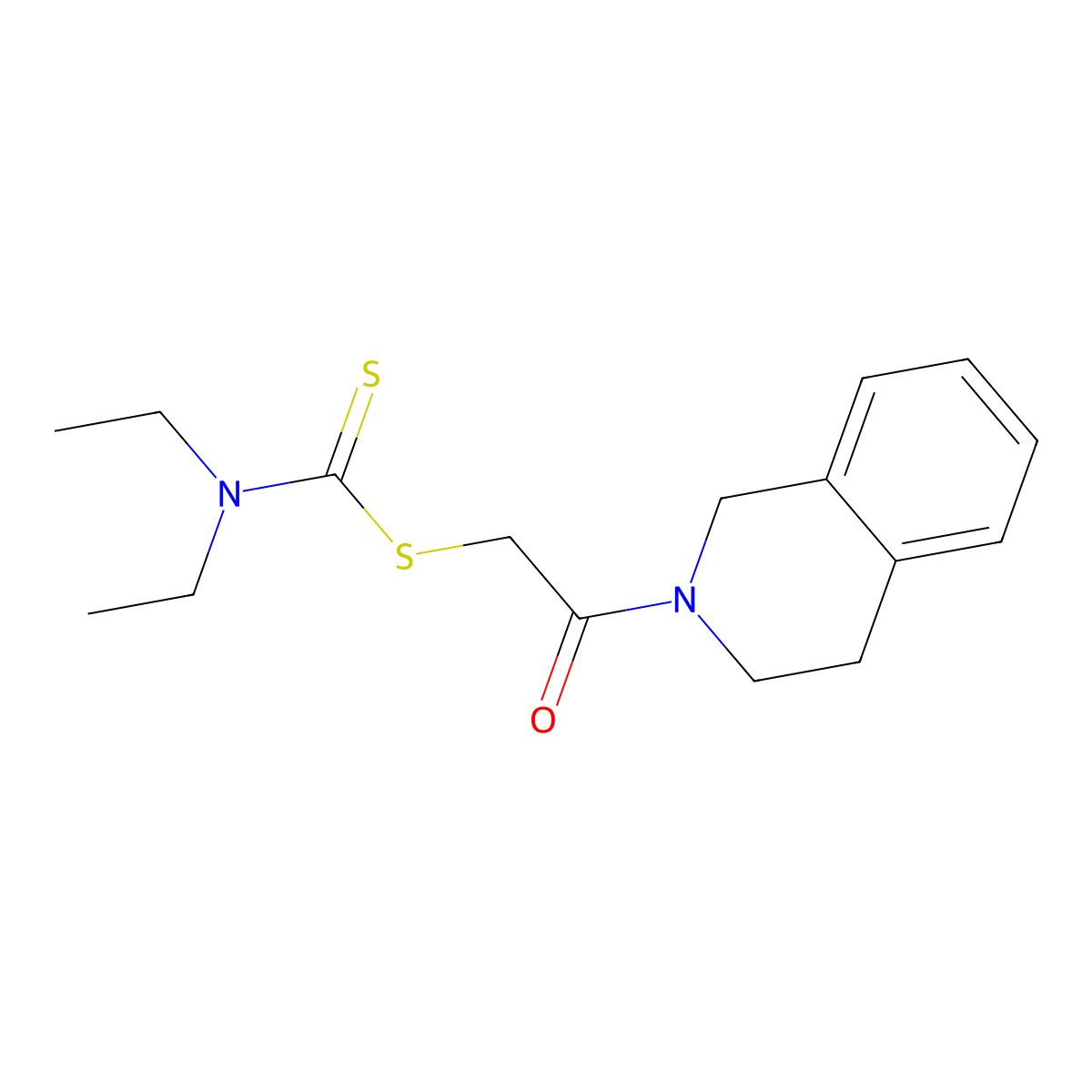 2-(3,4-Dihydroisoquinolin-2(1H)-yl)-2-oxoethyl diethylcarbamodithioate molecular structure, CAS 6591-29-3