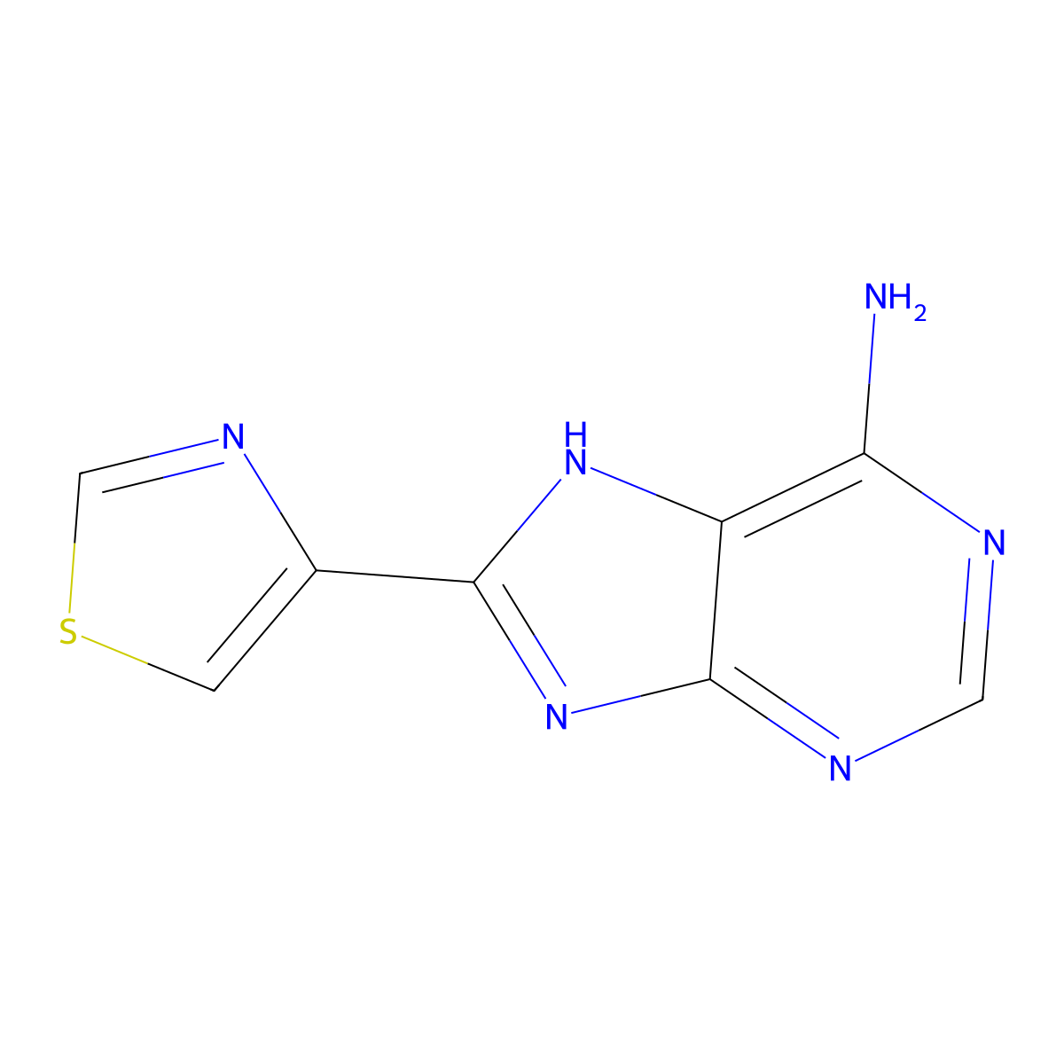 9H-Purin-6-amine, 8-(4-thiazolyl)- molecular structure, CAS 65911-12-8