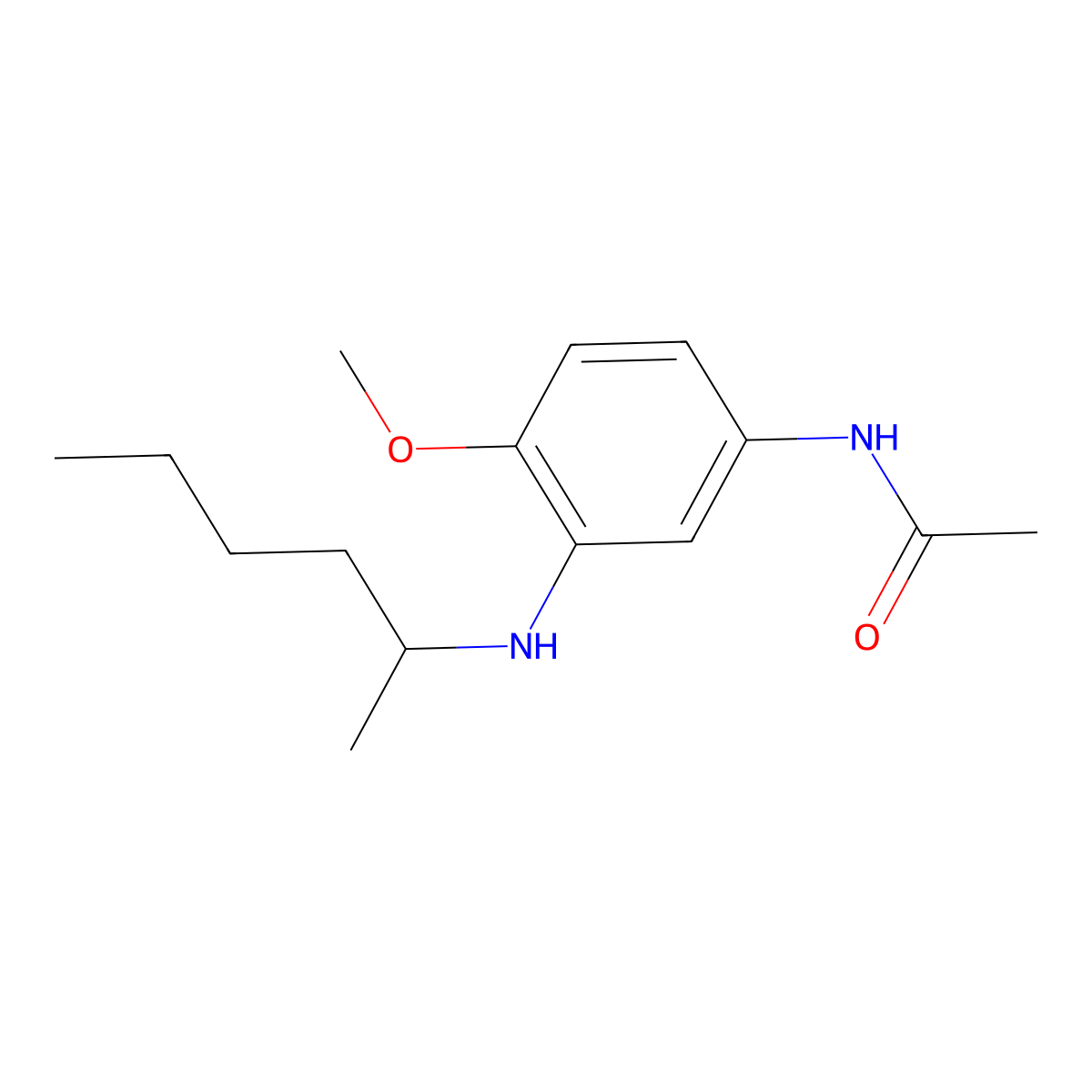 Acetamide, N-[4-methoxy-3-[(1-methylpentyl)amino]phenyl]- molecular structure, CAS 65916-14-5