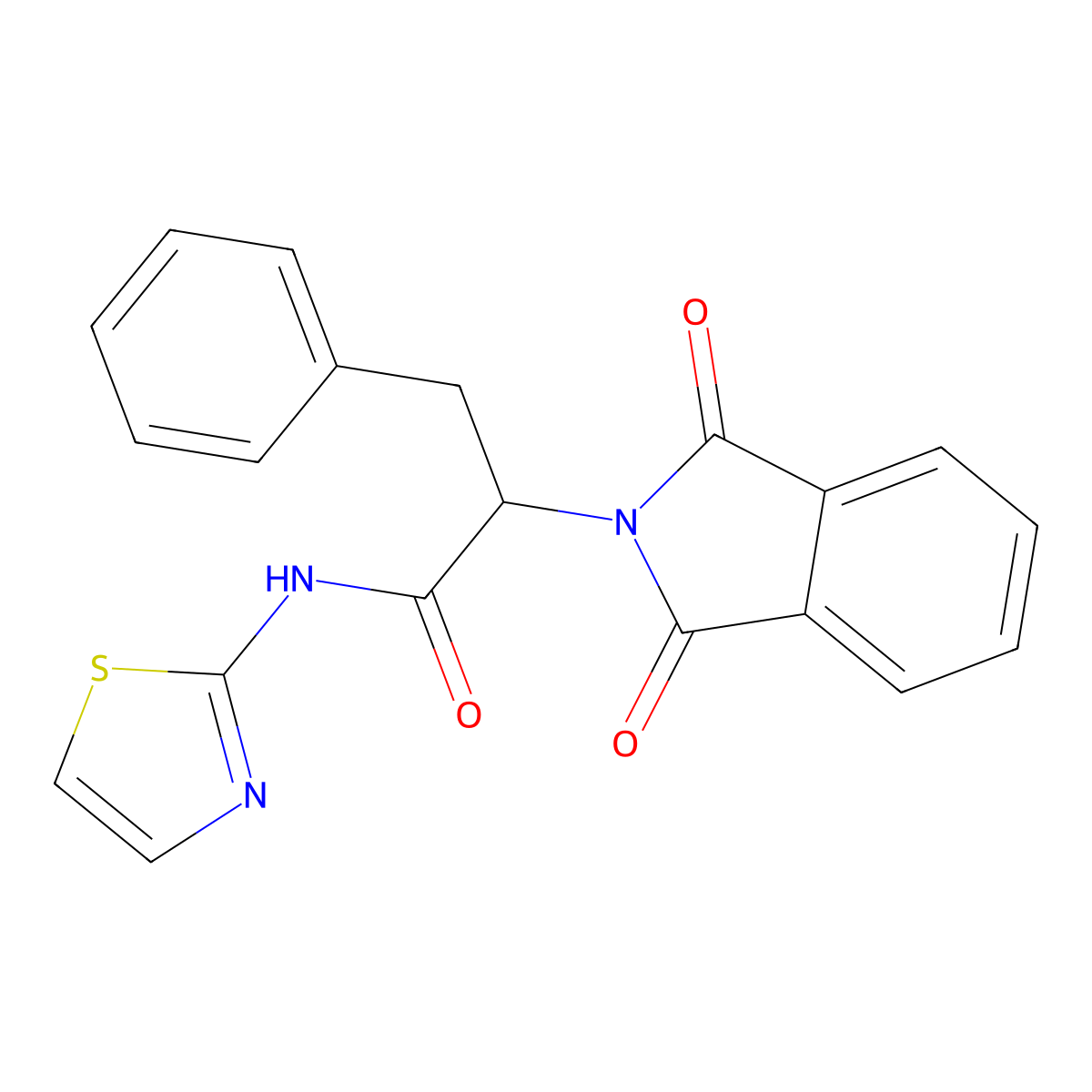 2-(1,3-Dioxo-1,3-dihydro-isoindol-2-yl)-3-phenyl-N-thiazol-2-yl-propionamide molecular structure, CAS 65919-40-6
