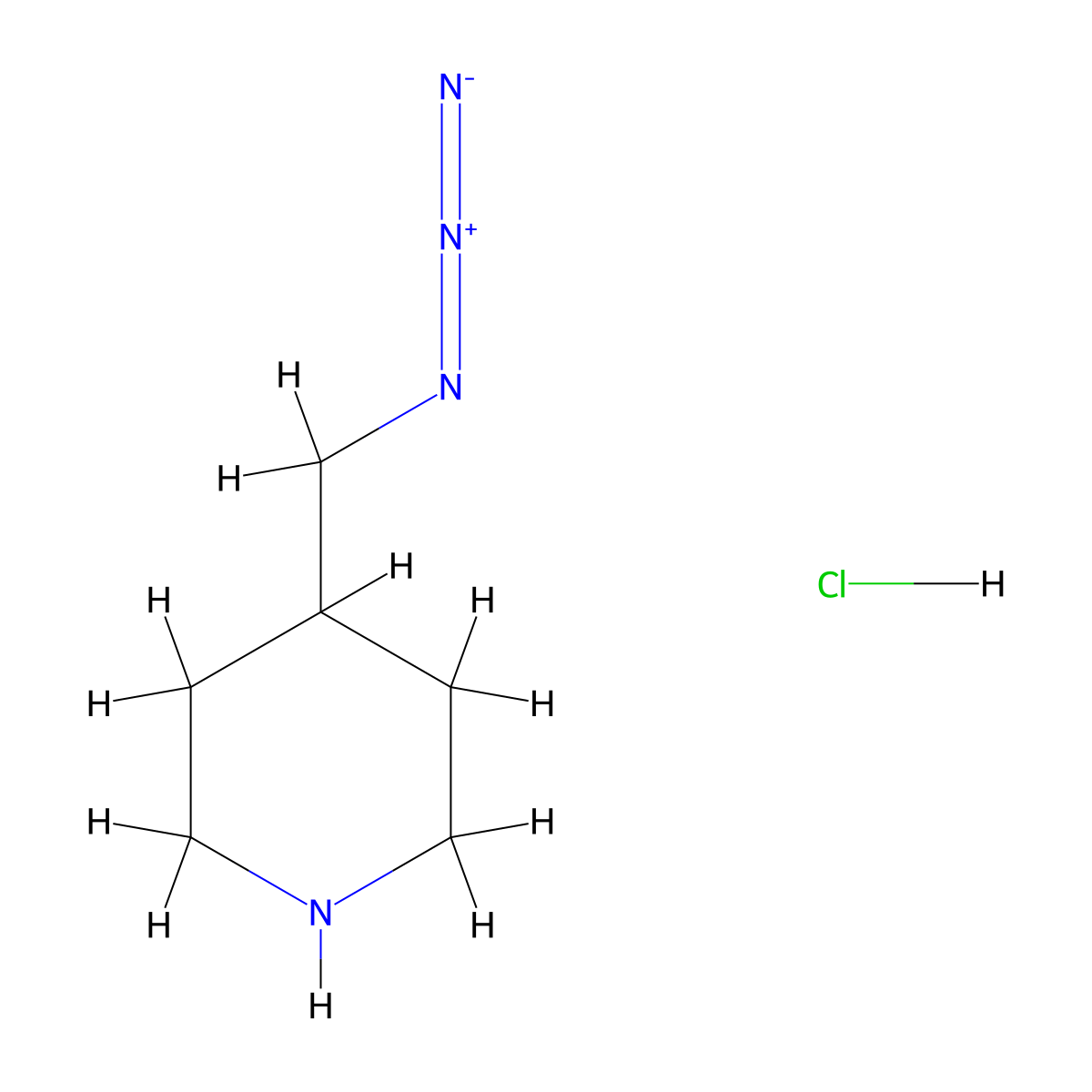 4-(Azidomethyl)piperidine hydrochloride molecular structure, CAS 65920-57-2