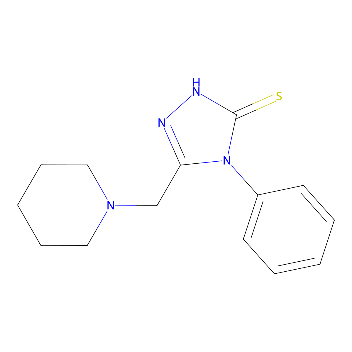 4-phenyl-5-(piperidin-1-ylmethyl)-4H-1,2,4-triazole-3-thiol molecular structure, CAS 65924-80-3