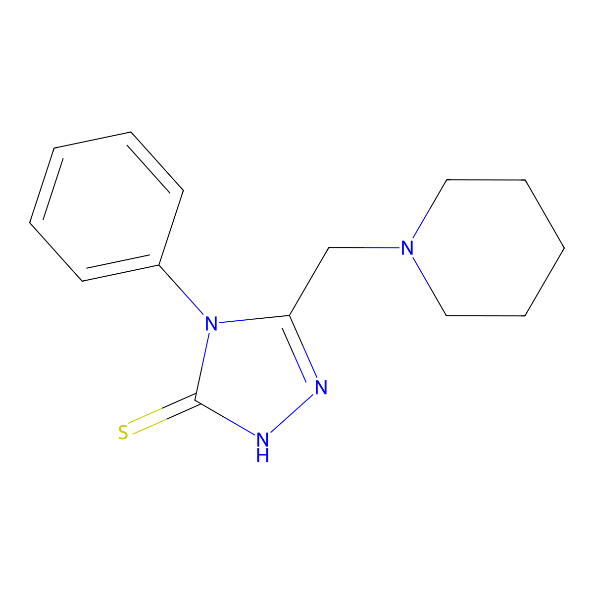 4-phenyl-5-(piperidin-1-ylmethyl)-4H-1,2,4-triazole-3-thiol molecular structure, CAS 65924-80-3