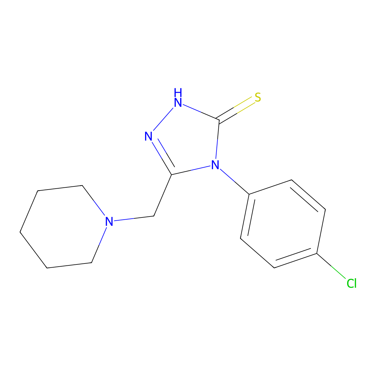 4-(4-chlorophenyl)-5-(piperidin-1-ylmethyl)-4H-1,2,4-triazole-3-thiol molecular structure, CAS 65924-81-4