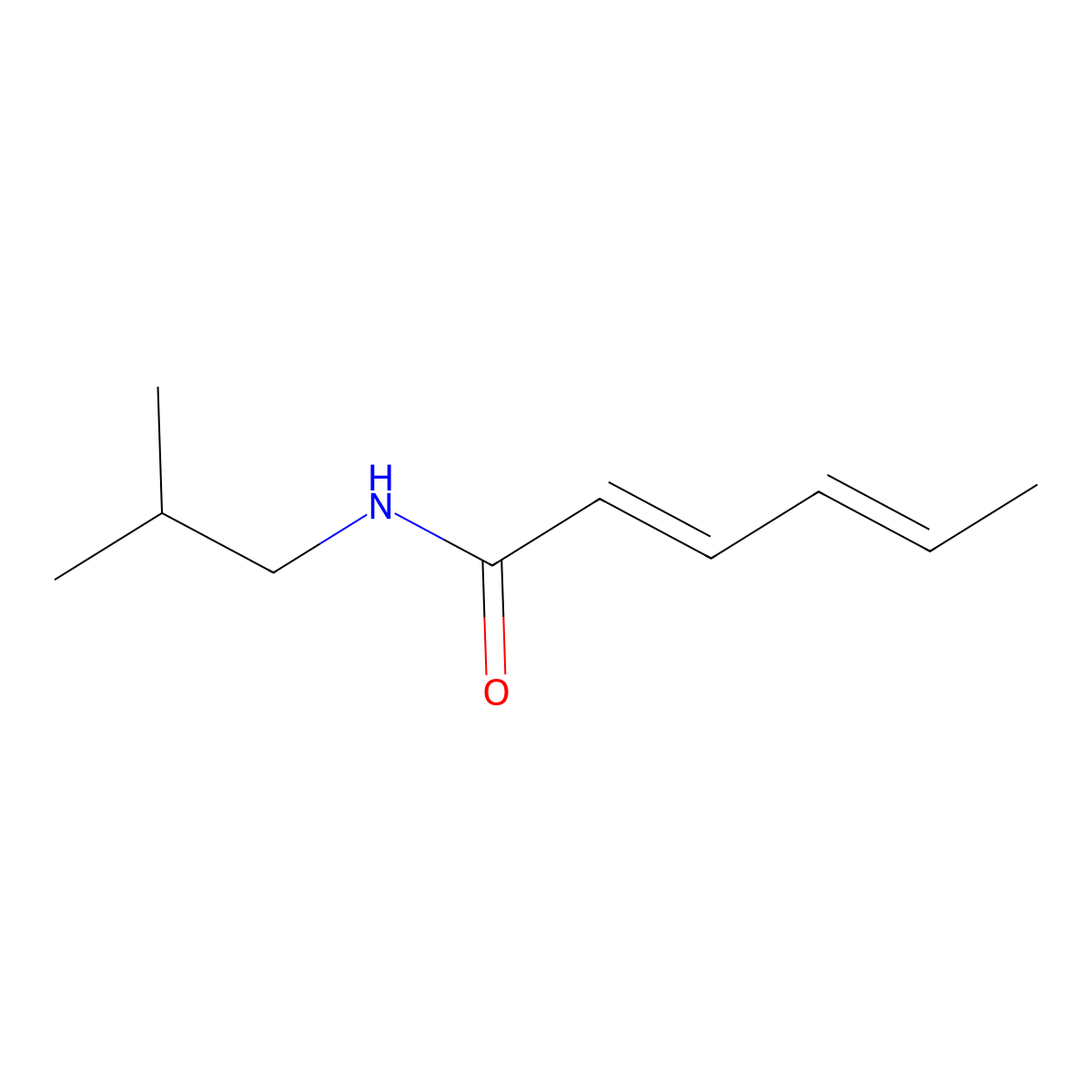 N-(2-Methylpropyl)hexa-2,4-dienamide molecular structure, CAS 65937-49-7