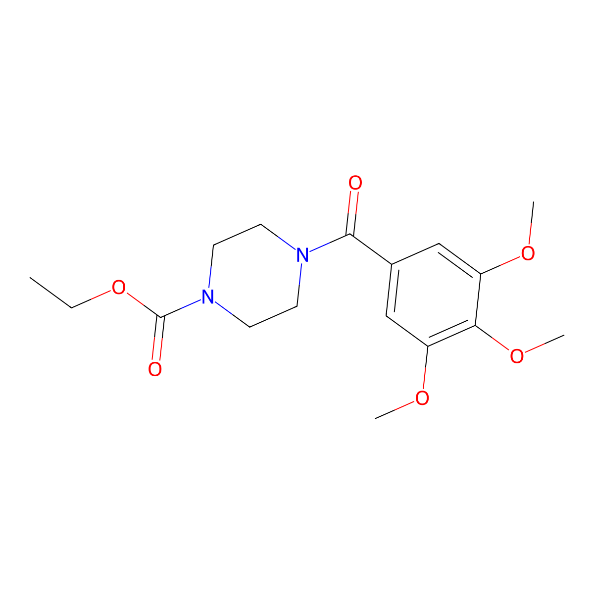 Ethyl 4-(3,4,5-trimethoxybenzoyl)piperazine-1-carboxylate molecular structure, CAS 6594-84-9