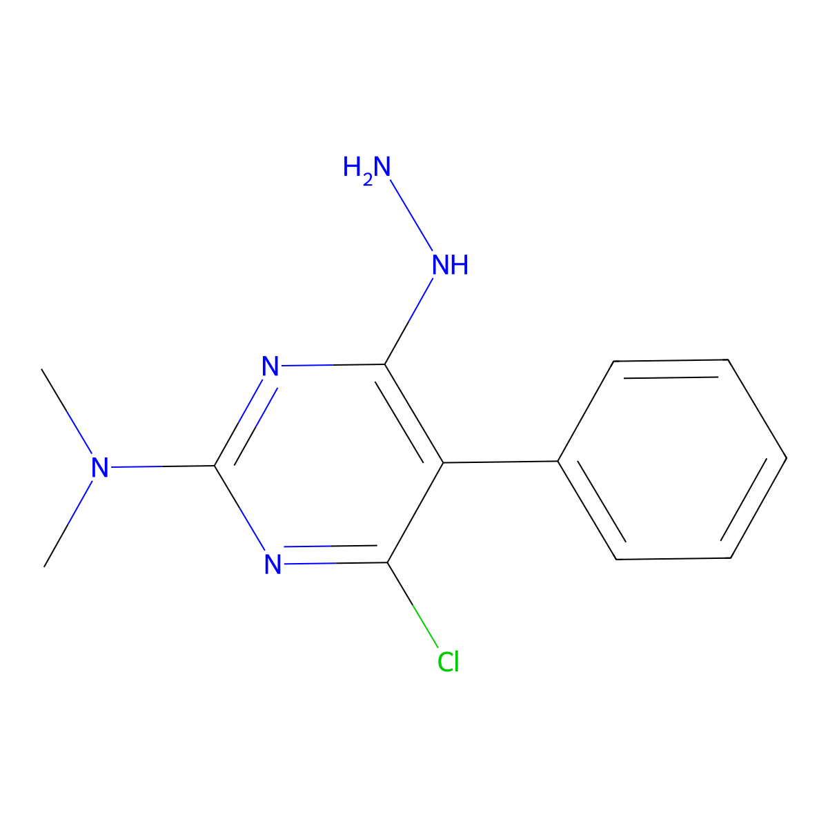 N-(4-chloro-6-hydrazino-5-phenylpyrimidin-2-yl)-N,N-dimethylamine molecular structure, CAS 65942-57-6