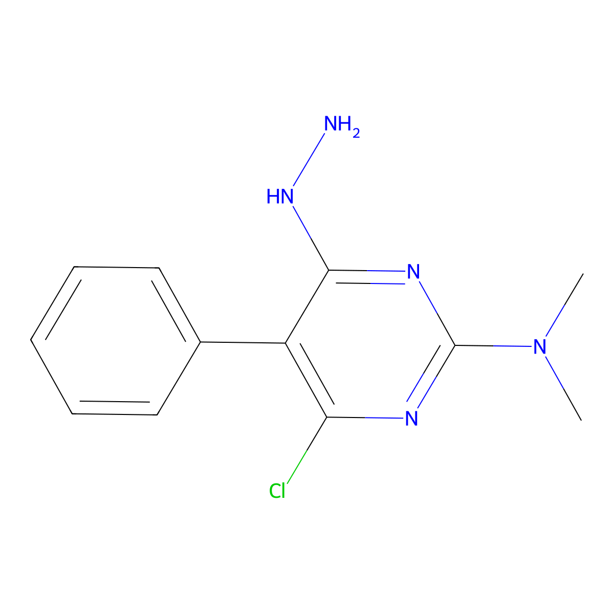 N-(4-chloro-6-hydrazino-5-phenylpyrimidin-2-yl)-N,N-dimethylamine molecular structure, CAS 65942-57-6