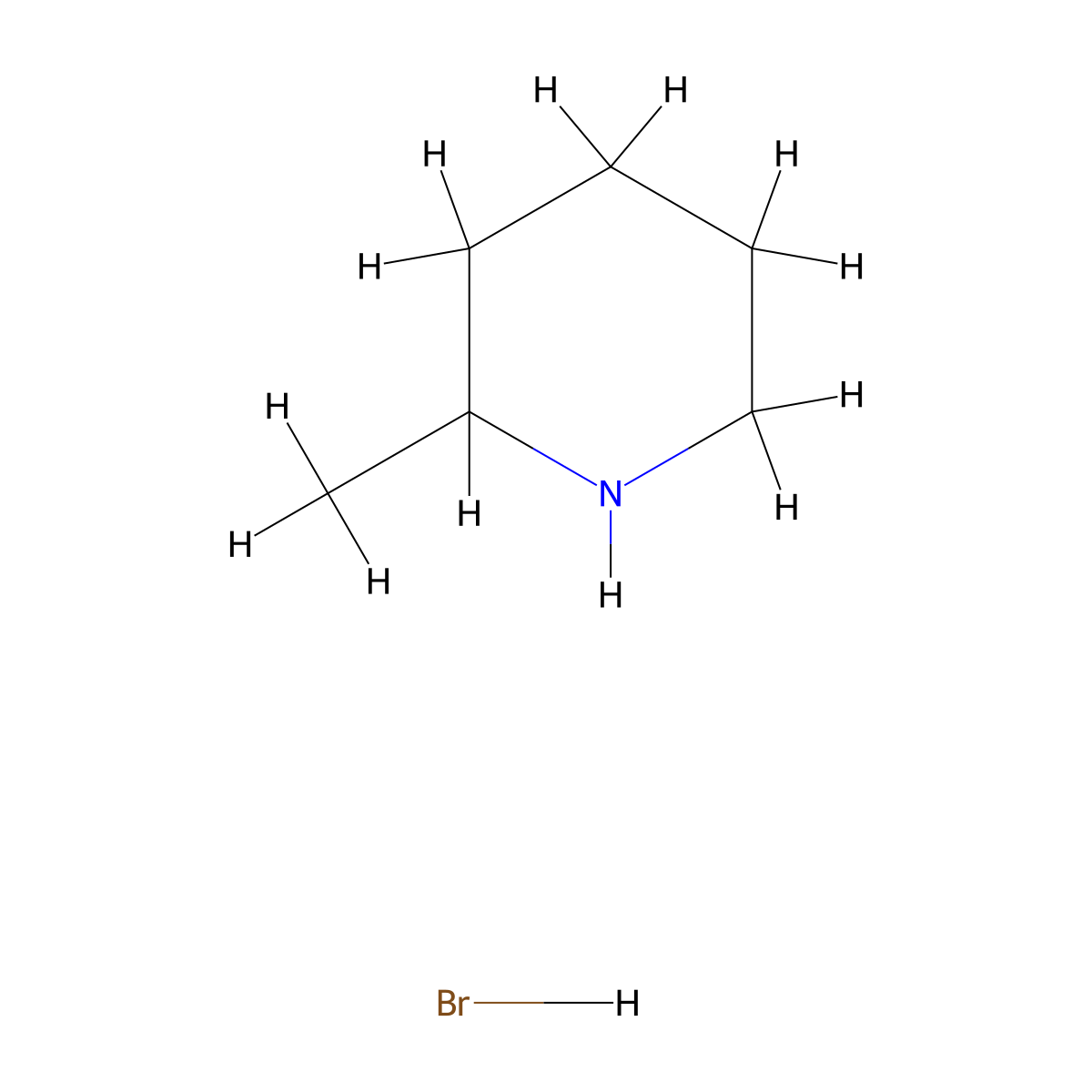 2-Methylpiperidine--hydrogen bromide (1/1) molecular structure, CAS 65944-51-6