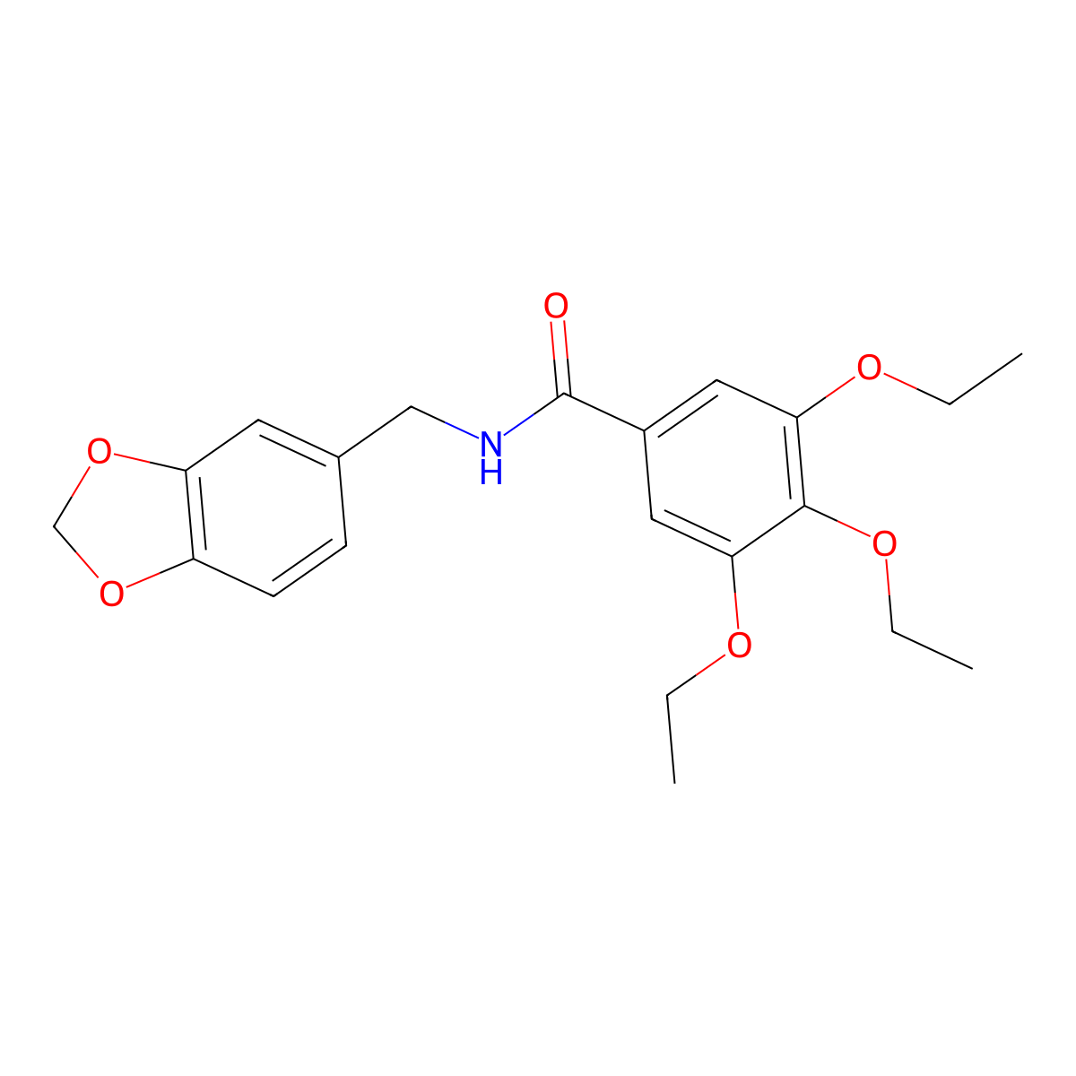 N-(1,3-benzodioxol-5-ylmethyl)-3,4,5-triethoxybenzamide molecular structure, CAS 6595-98-8