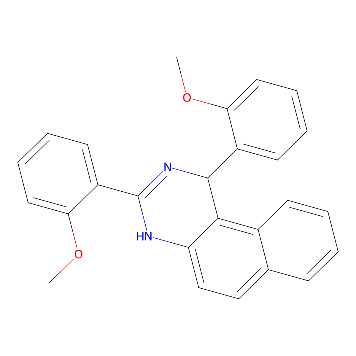 1,3-Bis(2-methoxyphenyl)-1,2-dihydrobenzo[f]quinazoline molecular structure, CAS 65958-25-0