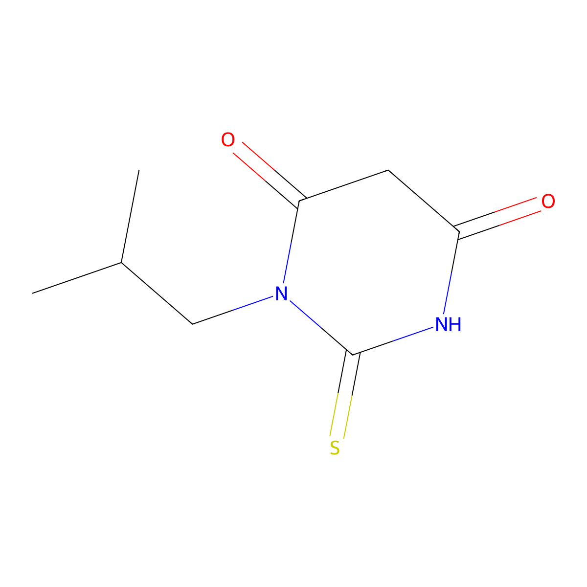 1-(2-Methylpropyl)-2-sulfanylidene-1,3-diazinane-4,6-dione molecular structure, CAS 65960-01-2