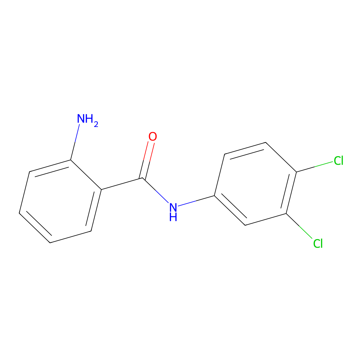 2-amino-N-(3,4-dichlorophenyl)benzamide molecular structure, CAS 65960-74-9