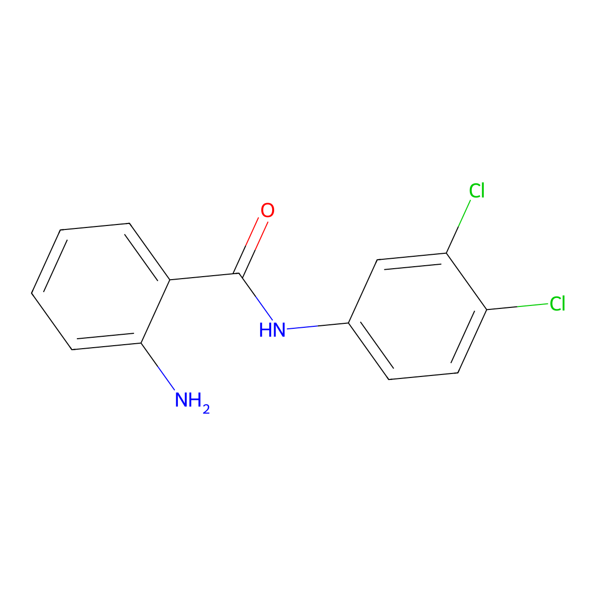 2-amino-N-(3,4-dichlorophenyl)benzamide molecular structure, CAS 65960-74-9