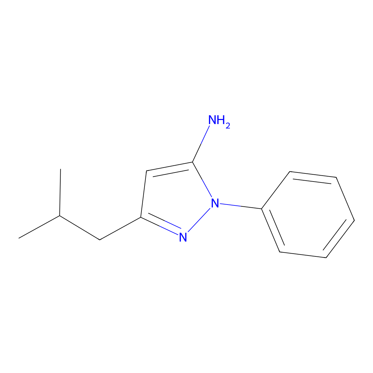 3-Isobutyl-1-phenyl-1H-pyrazol-5-amine molecular structure, CAS 65961-64-0