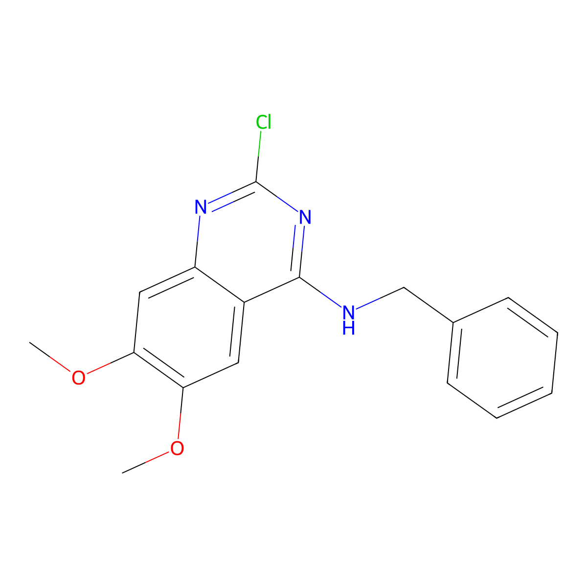 N-Benzyl-2-chloro-6,7-dimethoxyquinazolin-4-amine molecular structure, CAS 65962-88-1