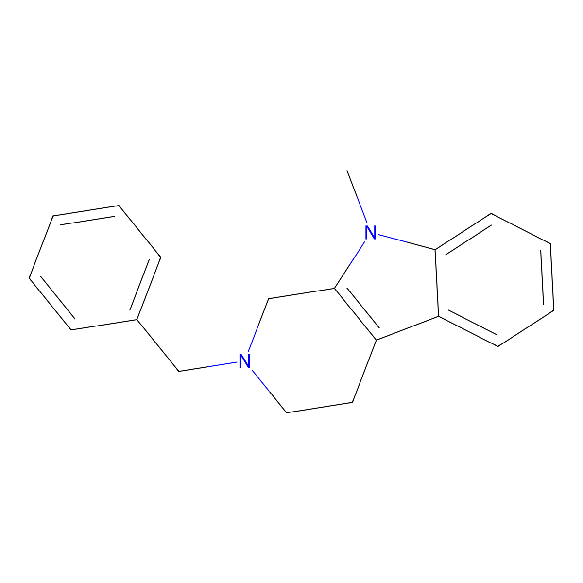 2-Benzyl-9-methyl-2,3,4,9-tetrahydro-1H-beta-carboline molecular structure, CAS 65967-54-6