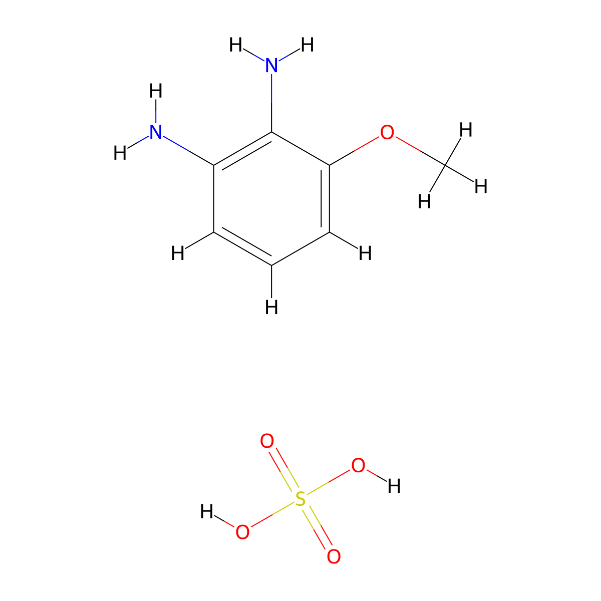 3-Methoxybenzene-1,2-diamine; sulfuric acid molecular structure, CAS 659729-60-9