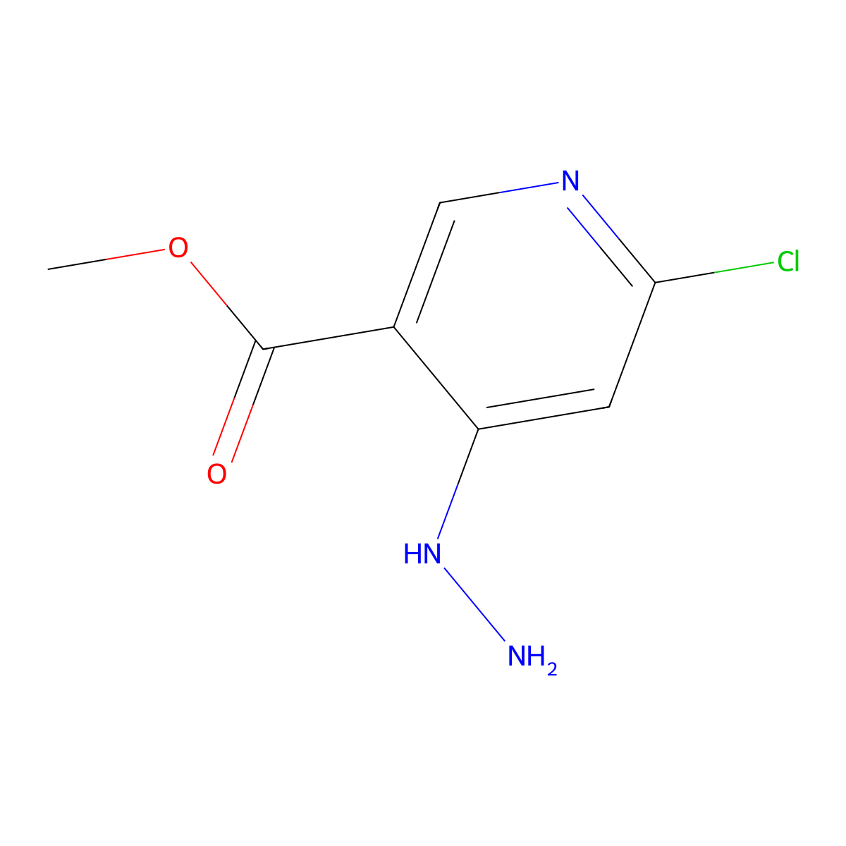 Methyl 6-chloro-4-hydrazinonicotinate molecular structure, CAS 65973-40-2