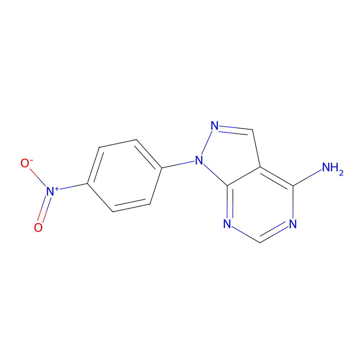 1-(4-Nitrophenyl)-1h-pyrazolo[3,4-d]pyrimidin-4-amine molecular structure, CAS 65973-73-1