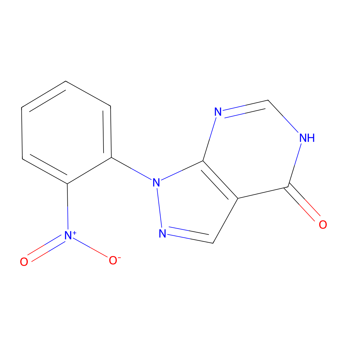 1-(2-nitrophenyl)-1H,4H,5H-pyrazolo[3,4-d]pyrimidin-4-one molecular structure, CAS 65973-97-9