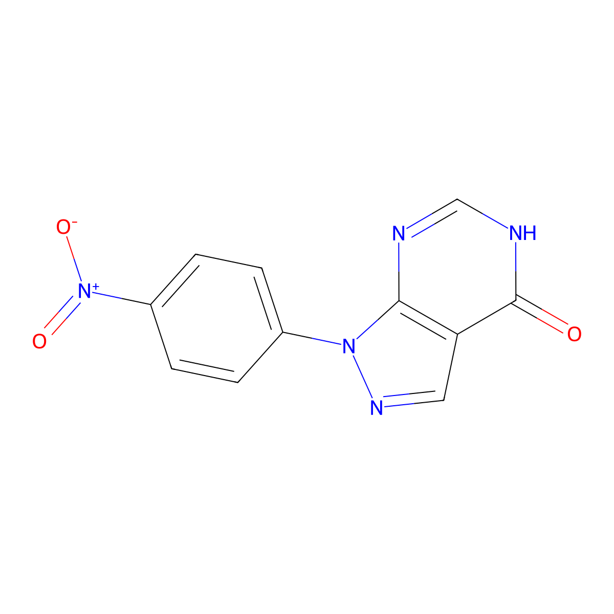 1-(4-nitrophenyl)-1H,4H,5H-pyrazolo[3,4-d]pyrimidin-4-one molecular structure, CAS 65973-99-1