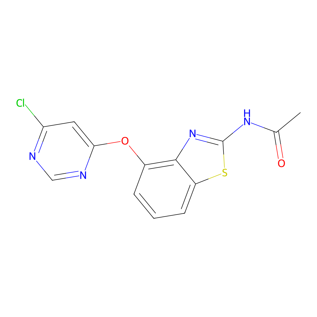 N-{4-[(6-chloropyrimidin-4-yl)oxy]-1,3-benzothiazol-2-yl}acetamide molecular structure, CAS 659731-34-7