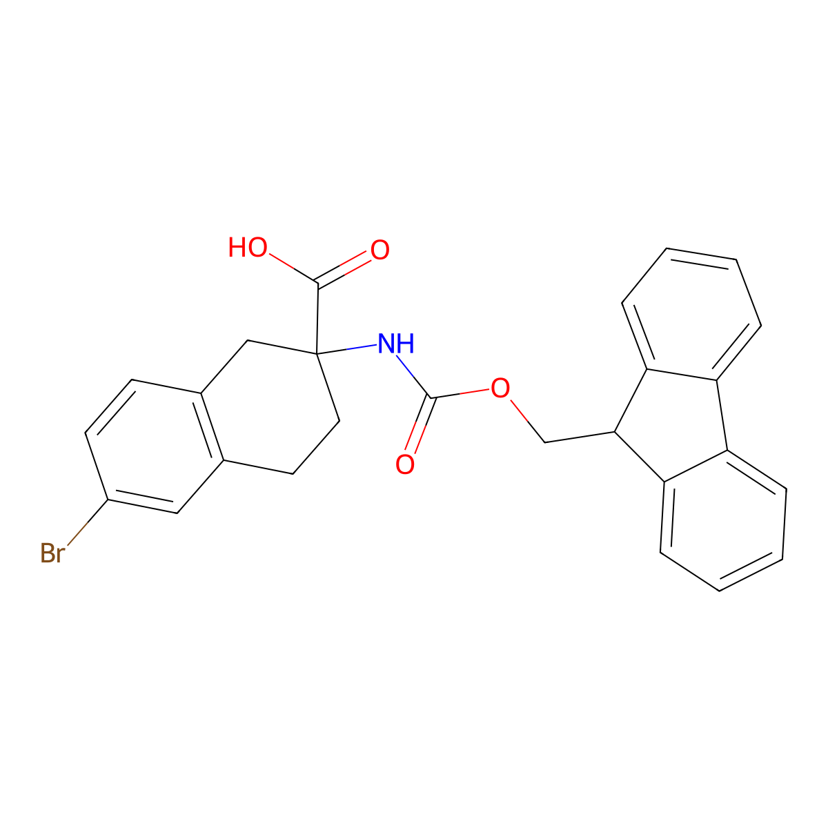 6-bromo-2-({[(9H-fluoren-9-yl)methoxy]carbonyl}amino)-1,2,3,4-tetrahydronaphthalene-2-carboxylic acid molecular structure, CAS 659737-06-1